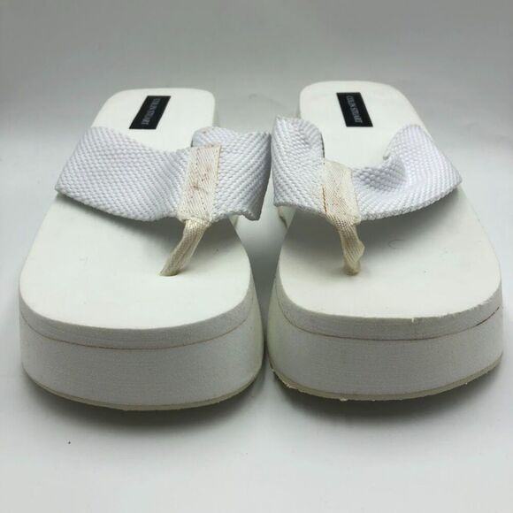 Vintage Y2K Colin Stuart Women's White Platform Thong Sandals Wedge Unworn 6.5 - Picture 4 of 11